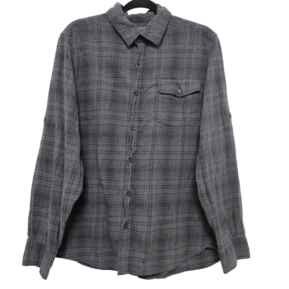 Woolrich Modern Fit Grey Plaid Flannel Men Large Gorpcore Grunge‎ Cotton Skater